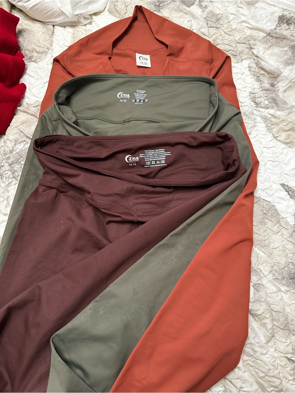 ZYIA Women compression Joggers in Rust, Olive, and Burgundy